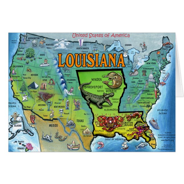 Louisiana USA Map (Voorkant Horizontaal)