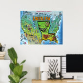 Louisiana USA Map Poster (Thuiskantoor)
