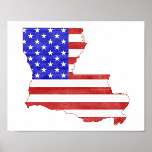 Louisiana USA silhouette-kaart Poster
