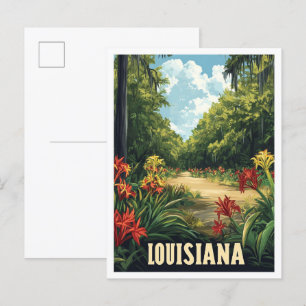Louisiana USA Vintage Illustratie Reizen Briefkaart