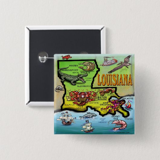 Louisiana Vierkante Button 5,1 Cm (Voorkant /achterkant)