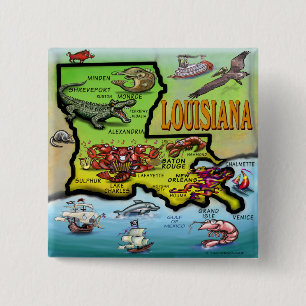Louisiana Vierkante Button 5,1 Cm