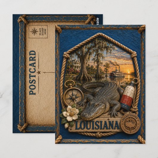 Louisiana Vintage Reizen Briefkaart (Voorkant / Achterkant)