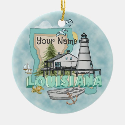 Louisiana Vuurtoren Keramisch Ornament (Voorkant)