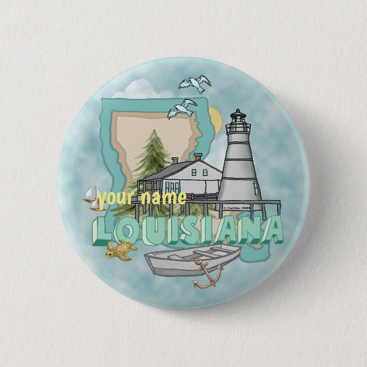 Louisiana Vuurtoren speld knop Ronde Button 5,7 Cm (Voorkant)