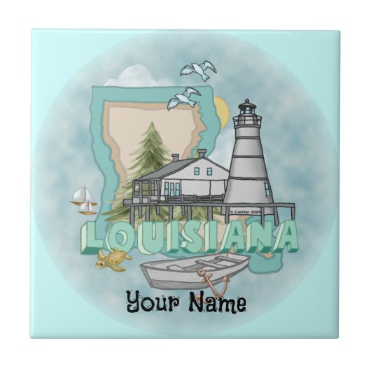 Louisiana Vuurtoren Tegeltje (Voorkant)