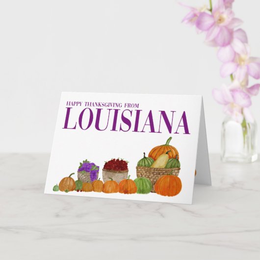 Louisiana Waterverf Pumpkins Thanksgiving Card Kaart (Orchidee)