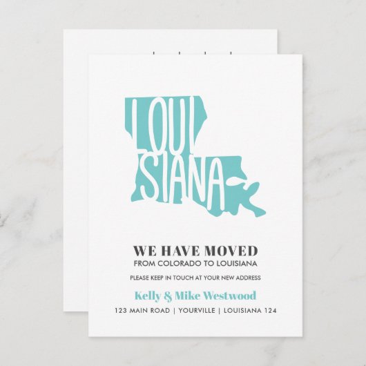 LOUISIANA We hebben New address New Home verplaats Briefkaart (Voorkant / Achterkant)