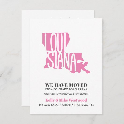 LOUISIANA We hebben New address New Home verplaats Briefkaart (Voorkant / Achterkant)