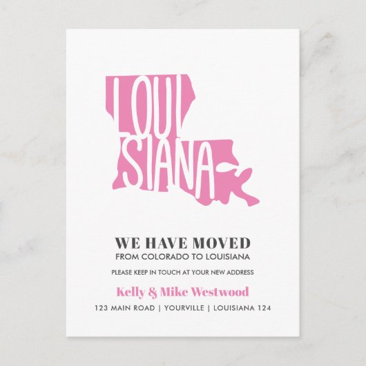 LOUISIANA We hebben New address New Home verplaats Briefkaart (Voorkant)