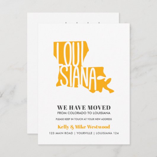 LOUISIANA We hebben New address New Home verplaats Briefkaart (Voorkant / Achterkant)