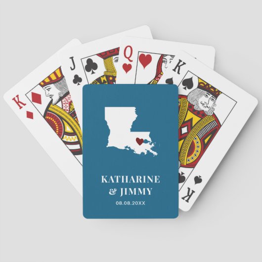 Louisiana Wedding Favor Deck of Cards, staatskaart Pokerkaarten (Achterkant)