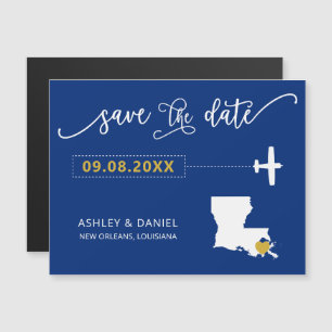 Louisiana Wedding Save the Date Card, Map Magnetische Uitnodiging