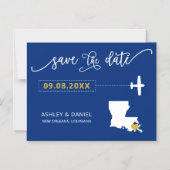 Louisiana Wedding Save the Date Card, Map Magnetische Uitnodiging (Voorkant)
