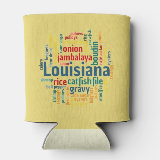 Louisiana Word Cloud Can Cozy Blikjeskoeler (Achterkant)
