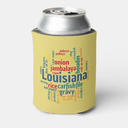 Louisiana Word Cloud Can Cozy Blikjeskoeler (Blikje Achterkant)