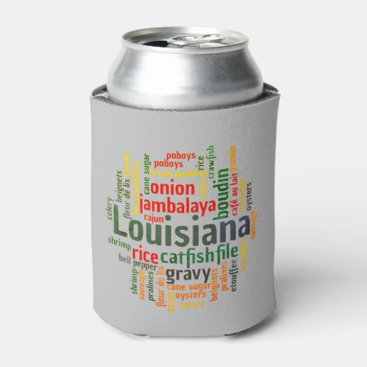 Louisiana Word Cloud Can Cozy Koelbox Blikjeskoeler (Blikje Voorkant)