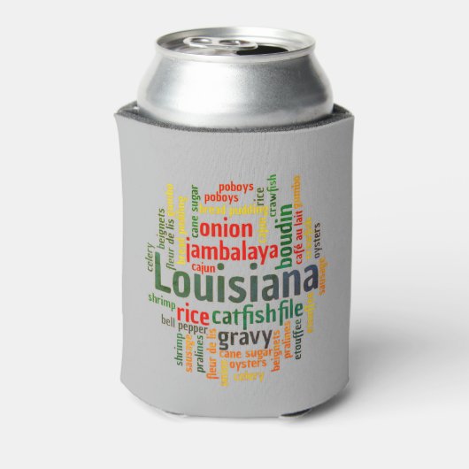 Louisiana Word Cloud Can Cozy Koelbox Blikjeskoeler (Blikje Achterkant)