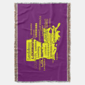 Louisiana Yellow State Paars Font Background Deken (Voorkant Verticaal)