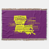 Louisiana Yellow State Paars Font Background Deken (Voorkant)