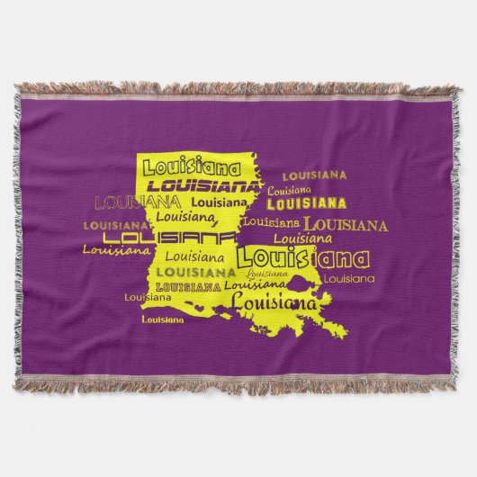 Louisiana Yellow State Paars Font Background Deken (Voorkant)