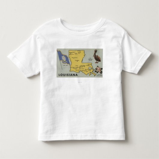 LouisianaGedetailleerde kaart van StateLouisiana Kinder Shirts (Voorkant)
