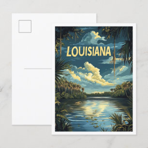 Louisisana USA Art Vintage Illustratie Reizen Briefkaart