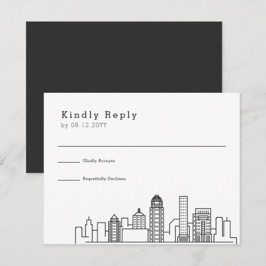 Louisville bruiloft | Gestileerde Skyline RSVP (Voorkant / Achterkant)