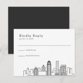 Louisville bruiloft | Gestileerde Skyline RSVP Kaartje (Voorkant / Achterkant)