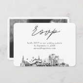 Louisville Bruiloft Minimalistische Schets RSVP Informatiekaartje (Voorkant / Achterkant)