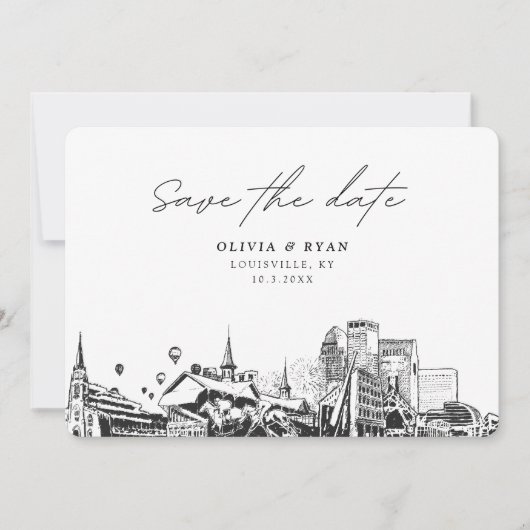 Louisville Bruiloft Modern Save the Date Kaart (Voorkant)