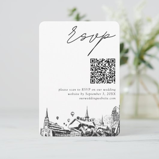 Louisville Bruiloft Moderne RSVP QR Code Informatiekaartje (Staand voorkant)