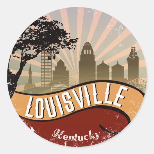 Louisville City Skyline Retro  Sticker (Voorkant)