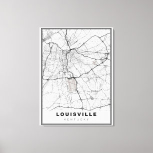 Louisville Kaart Canvas Afdruk