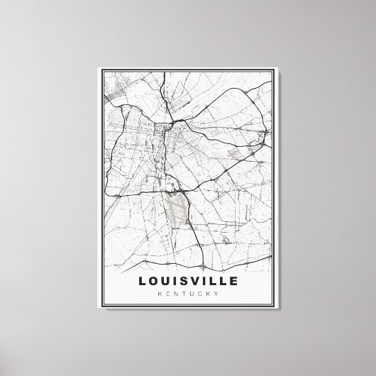 Louisville Kaart Canvas Afdruk (Voorkant)