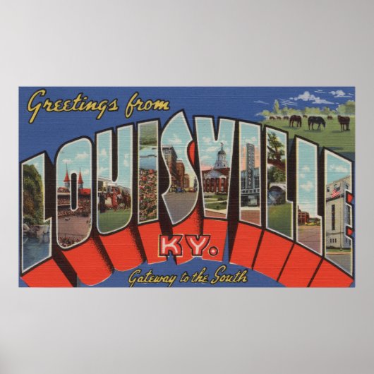 Louisville, Kentucky - Grote lettertjes Poster (Voorkant)