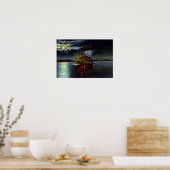 Louisville Kentucky Moonlight op de Ohio Poster (Keuken)