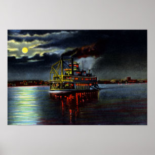 Louisville Kentucky Moonlight op de Ohio Poster