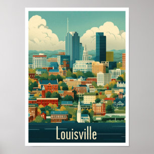 Louisville Kentucky US Vintage Travel Illustratie Poster