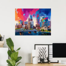 Louisville Kleurrijke Silhouet Abstracte Kunst