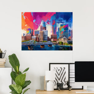 Louisville Kleurrijke Silhouet Abstracte Kunst Poster