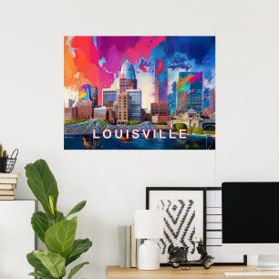 Louisville Kleurrijke Silhouet Abstracte Kunst Poster