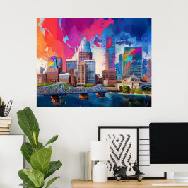Louisville kleurrijke skyline Abstracte kunst Poster