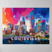 Louisville kleurrijke skyline Abstracte kunst Poster (Voorkant)