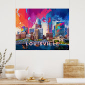 Louisville kleurrijke skyline Abstracte kunst Poster (Keuken)