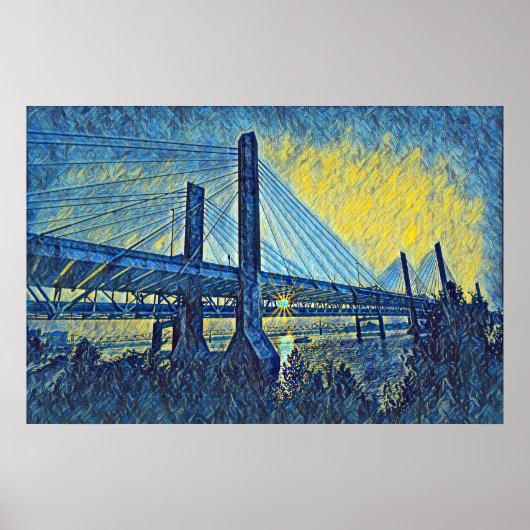 Louisville, KY Abraham Lincoln Bridge Schilderij Poster (Voorkant)