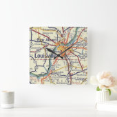 Louisville KY Classic Map Vierkante Klok (Huis)