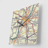 Louisville KY Classic Map Vierkante Klok (Hoek)