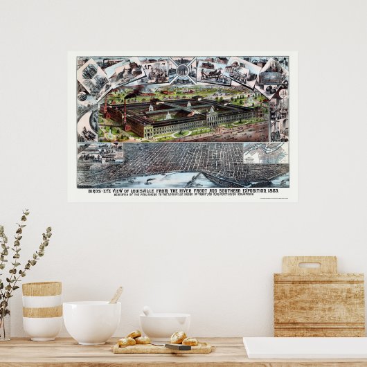 Louisville, KY Panoramic Map - 1883 Poster (Keuken)