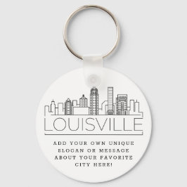 Louisville, KY Stylized Skyline | Aangepaste sloga Sleutelhanger